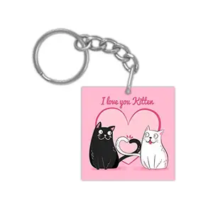 TheYaYaCafe Yaya Cafe Valentine Gifts for Girlfriend Wife, I Love You Kitten Cat Lover Keychain Keyring