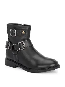 EL PASO Women Black Faux Leather Casual Chelsea Boots-5