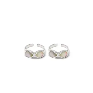 Silberry 925 Sterling Silver Infinity Toe Rings (MOP) for Women
