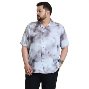 SNITCH Plus Size Half Sleeve Casual Wear Brown Abstract Box Fit Shirt