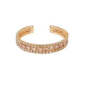 Accessorize London Women Gold Diamante Stretch Cuff Bracelet