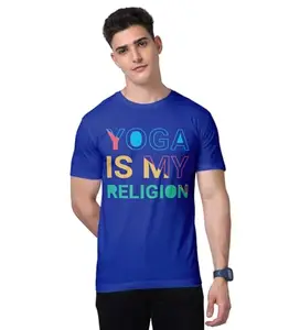 Print My Fashion Men's T-Shirt Regular Fit Round Neck Half Sleeve Combed Bio-Washed Cotton Yoga Religion Graphic Printed T Shirt for Men (Royal Blue, 2XL)