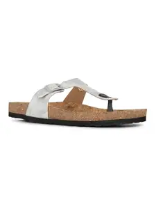Inc.5 Womens Grey Casual Solid T-Strap Flat Slip-On Sandals