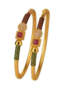 Pranjali Bangle | Gold Plated Anti-tarnish (pack of 2) For girls and women's (2.8)