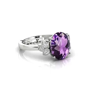 RRVGEM amethyst ring 5.50 Ratti Handcrafted Finger Ring With Beautifull Stone katela/jamuniya ring Silver Plated for Men and Women With Lab-Certified