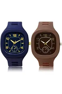 FEMEO New Analogue Silicon Rubber Belt Watches Combo for Mens & Boys (Pack of 2)