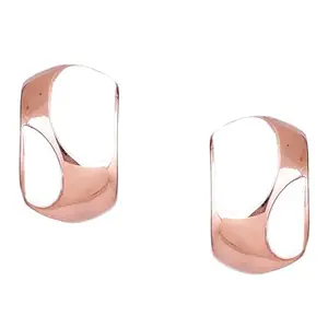 Estele Non-Precious Metal Collection 24Kt Rose Gold Plated White Enamel Pretty Stud Earrings For Women (Gold) (723/712)