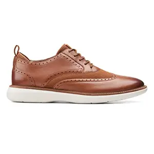Clarks Men's Brantin Wing Lea Lace-Up Shoes (Dark Tan, 26155729, 6 UK)