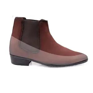 Baxxico Men's 9 Cm Hidden Height Increasing Brown Suede Chelsea Slip-on Shoes-5UK[BAXA995-Brown]