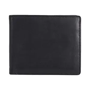 Leatherman Fashion LMN Genuine Leather Black Unisex Wallet(4 CC Slots)