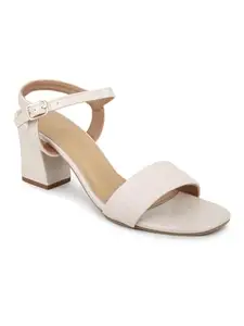 INC.5 Women Beige Textured Block Heels