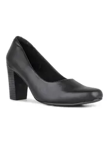Inc.5 Women Black Solid Round Toe Block Heel Pumps