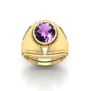 MBVGEMS Natural 12.00 Carat AMETHYST panchdhatu ring gold Plated Ring Astrological Adjustable Ring for Men and Women