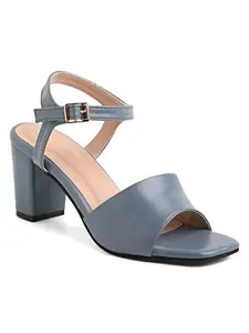 Bruno Manetti Women's Grey Slipon Back Strap Buckle Heels Sandal