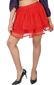 ANJELINO Women's Regular Fit Casual Stylish Elegant Trendy Latest Styles | Skirt Bottom wear for womenSkirt-1722_XL Red