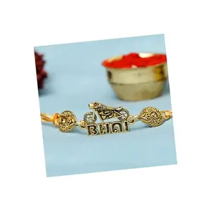 eCraftIndia Bike with Bhai Word Designer Rakhi for Brother with BEST BRO EVER Keychain and Roli Chawal Pack