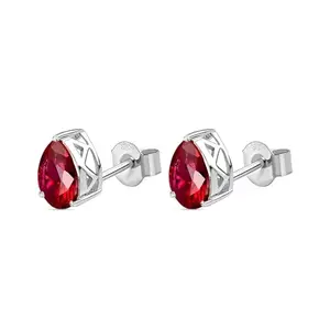 Ornate Jewels 925 Sterling Silver Pear Shape Red Ruby Stud Earrings for Women and Girls Birthday Gifts