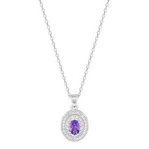 GIVA 925 Silver Purple Glance Pendant With Link Chain | Necklace to Gift Women & Girls | With Certificate of Authenticity and 925 Stamp | 6 Months Warranty*