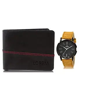 LOREM Combo of Black Color Artificial Leather Wallet &Watch (Fz-Wl07-Lr19)