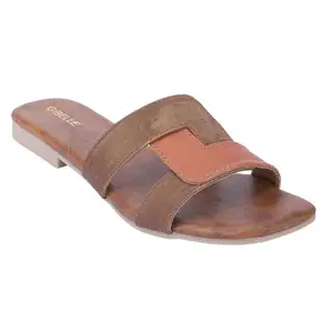 Gibelle Womens Tan Interlock Flats | Size : 5