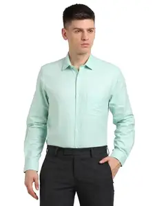 Turtle Men 100% Cotton Solid Regular Fit Light Sea Green Formal Shirt