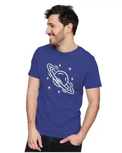 ALLEN BLACK Men's & Women's Regular Fit 100% Cotton T-Shirt (SATURN26-Royal Blue 5XL Men Round_)