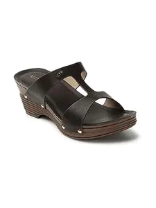 ICONICS Women's ICN-RI-W-14 Comfortable and Stylish Wedge Heel Sandal for Office Casual Formal Wear I Everyday Use Brown Heeled 4 Kids UK