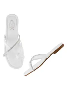 Shoetopia Women's Flat-185 Flat Sandal-5 Kids UK (Flat-185-White)-EU38