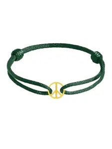 MINUTIAE Gold Plated Peace Sign Charm Cord Bracelets for Women and Men Handmade & Waterproof Silk Cord Adjustable Bracelet for Men and Women Boys And Girls Jewelry for Gift