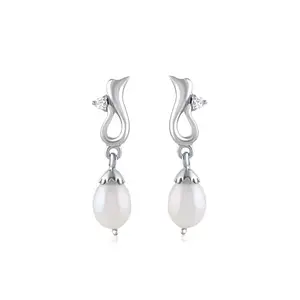 Krishna Pearls Lustrous Essence: Freshwater Pearl Drop Earrings| Best Gifts For Women's And Girls | With Certificate Of Authenticity And 925 Stamp