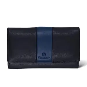 Biaggio Granno Picollo Genuine Leather Wallet for Women Functional, Timeless Design, Black and Blue (B09NXYS75N)