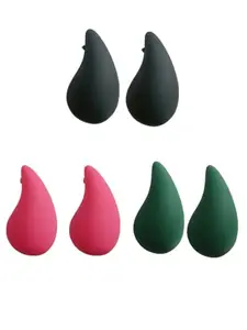 OOMPH Jewellery Combo of 3 Pink, Black & Green Drop Earrings - WaterDrop Shape - For Women & Girls Stylish Latest (YJE471_Z)- For Women & Girls Stylish Latest