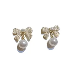 FashionAmora Versatile Design Sense Sen Department Sweet French Pearl Earrings Metal Earring Set