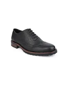 ALBERTO TORRESI Classic Lace-Up Formal Brogues Shoes for Men, Synthetic Shoes for Business & Occasions, Elegant & Durable Design - Black - 7 UK/India