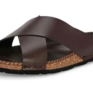 Karaddi 7053 Men's Slide Sandals Fashion Comfort Fitting Synthetic Leather Color Brown 42 eu 8 uk/ind