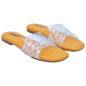 SKOLL Woman Synthetic Formal FLAT SANDALS (yellow, numeric_8)