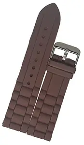 SURU® 22mm Elite Ogive Tip Silicone Watch Strap / Band for Men Women (Colour - Brown / Width Size -22mm)T207