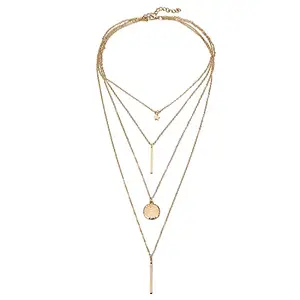 Peora Fashionable Star Bar Pendant Multi Layered Ravishing Necklace for Women Girls