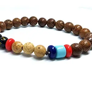 ASTROGHAR Buddhist Tibetan Auspicious Natural Om Mani Padme hum Engraved Mantra Engraved And Natural Eye Bodhi Siddha Beads And Lotus Seeds Bracelet For Men And Women