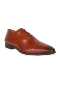 Louis Philippe Men Brown Formal Leather Cap Toe Oxford Shoes