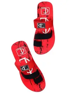 Men's Slip-On Flip Flop Slippers, Comfortable Indoor Outdoor Footwear (Red, UK Footwear Size System, Adult, Men, Numeric, Medium, 9)