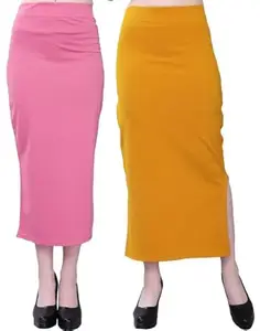 Women's Perfect Curvy Look Saree Shapewear | Seamless, Comfortable & Slimming Petticoat | Body Shaper for Sarees & Lehengas_Bottom Wear_M#311 Pink-Orange_BAZ