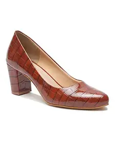 pelle albero Women Tan Slip-On Block Heels