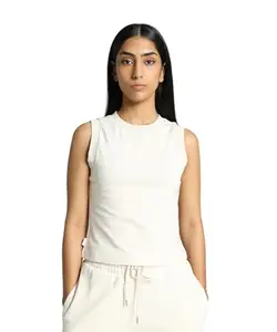 Puma Women's Solid Slim Fit T-Shirt (624308_Alpine Snow