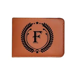 The Unique Gift Studio Men's Leather Wallet - Alphabet Name Leather Wallet for Mens - F Letter Printed on Wallet - Brown