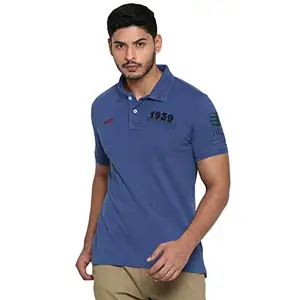 Royal Enfield Men's Regular Fit T-Shirt (RLATSO000519_Estate Blue L)