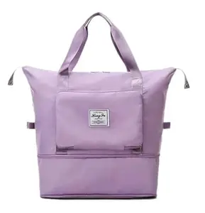 Foldable Hand Bag Travel Duffel Bag for Yoga, Women, Girls Small Travel Bag (Purple)