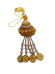 AMIMO ENTERPRISE Handcrafted Traditional Lumba for Girls – Silk Thread | Fancy Rakhi for Sister, Bhabhi, Kids | Raksha Bandhan Gift (Yellow,1 pc)