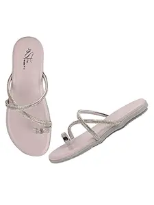 The White Pole Ethnic Fashionable Slipon Slider Flat Sandals For Women And Girl