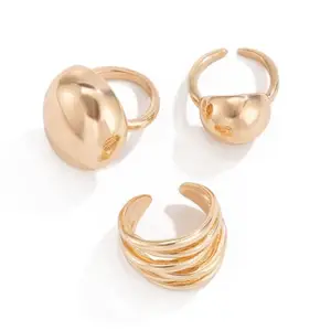 Shining Diva Fashion Set of 3 Latest Stylish Gold Plated Rings for Women and Girls (rrsd16661r)